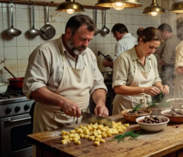 Zespół Flavor Patio podczas przygotowań w otwartej kuchni przed wieczorną kolacją.